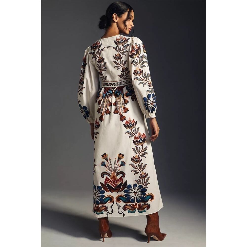 NWT❤️Farm Rio x Anthropologie V-Neck Maxi Dress szM - Picture 3 of 12